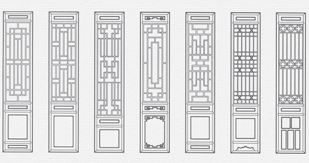 绵竹常用中式仿古花窗图案隔断设计图